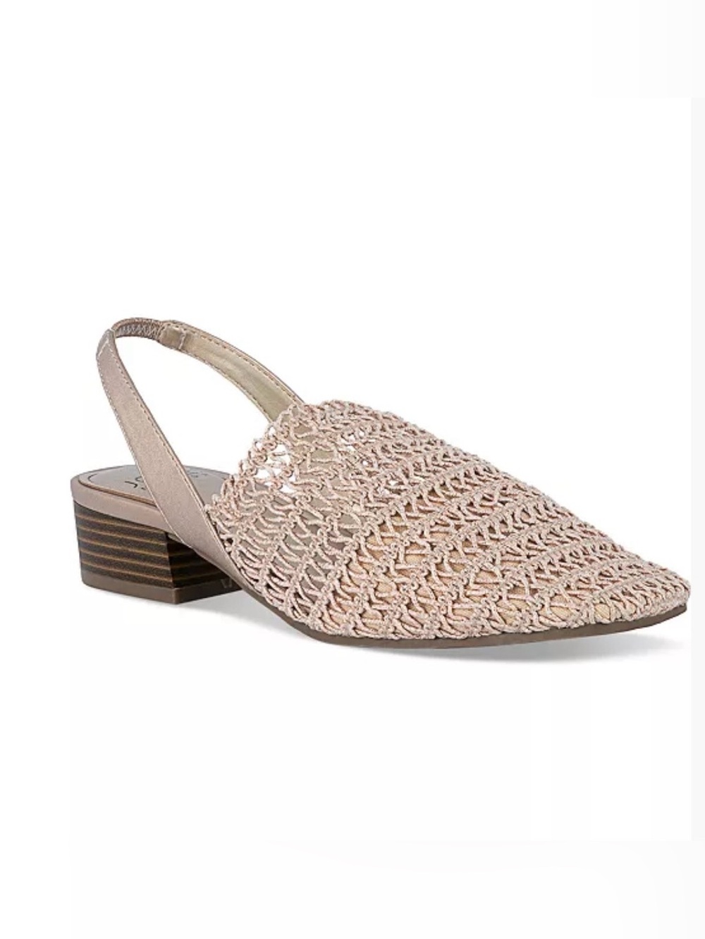 Jones New York Gold Embroidered sling back mules. Block heel